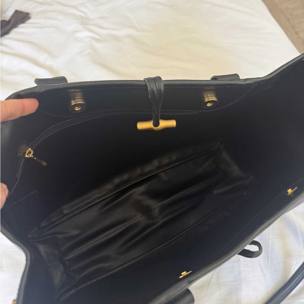 Longchamp Black Leather 90s Tote Shoulder Bag - Picture 7 of 7